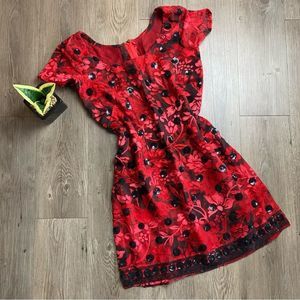 Vintage Red Polka Dot Tunic Top Short Sleeve Blouse XS